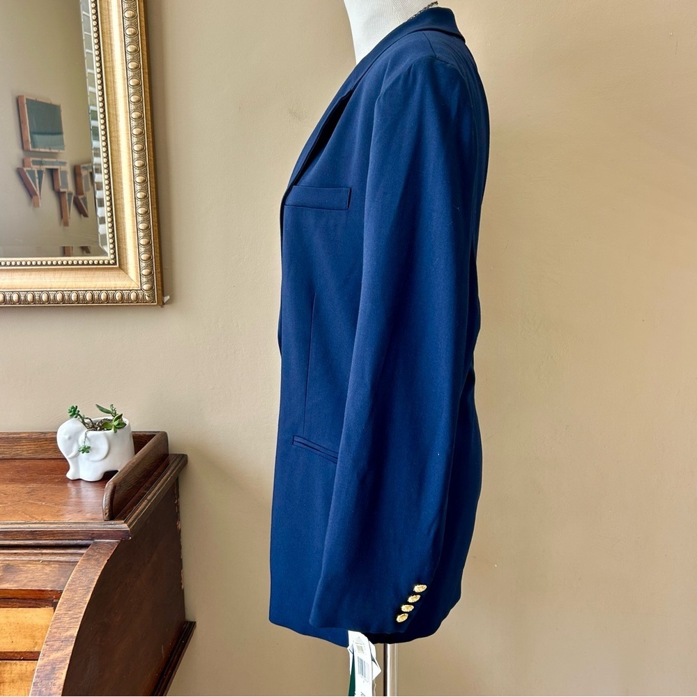 Ralph Lauren Wool Blend Two Button Blazer Navy Blue Gold Crest Buttons 20W NWT - Picture 6 of 11